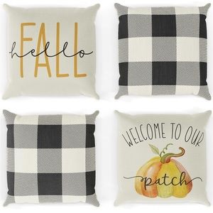 Set of 4 fall pillow covers 18"x18" pumpkin New!